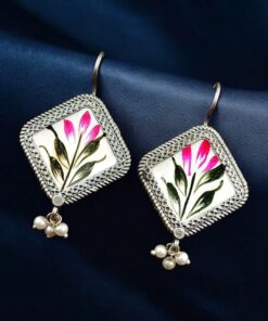 Alternative view of Adorable Silver Replica Earrings for Girls ? Tribal Look Hand-Painted Jewelry
