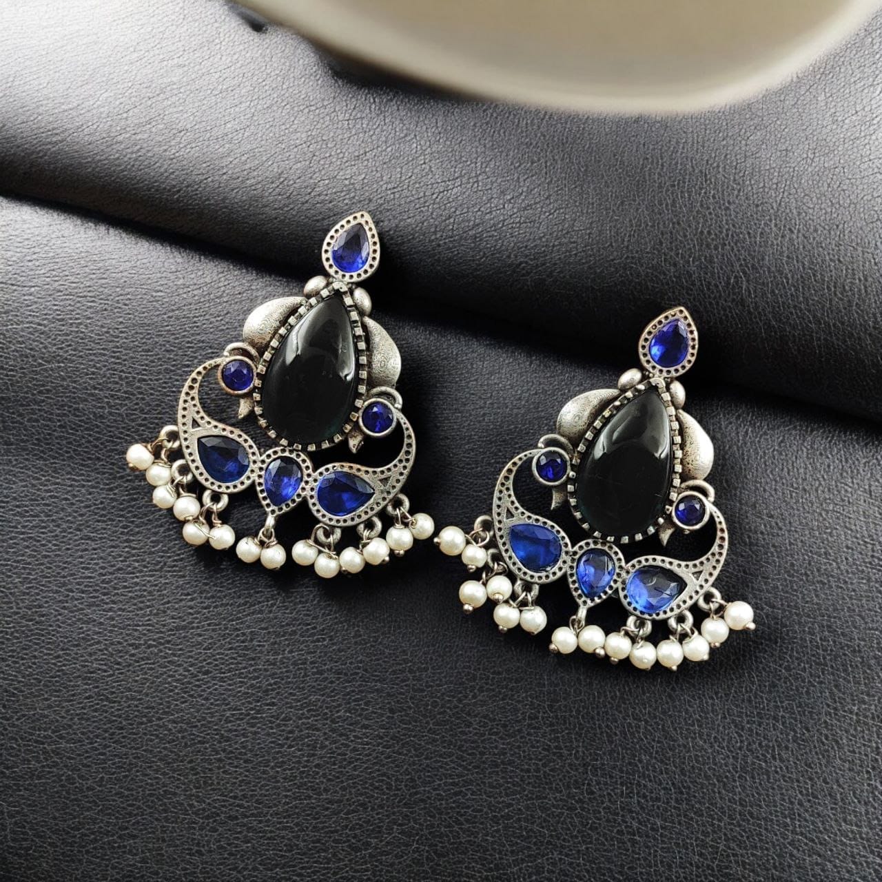 Silver Replica Stone Stud Earrings | Traditional Best Premium Finish Jewelry For Women - Image 8