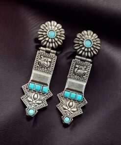 Alternative view of Elegant Oxidized Silver Replica Earrings | Premium Handmade Jewelry for Women