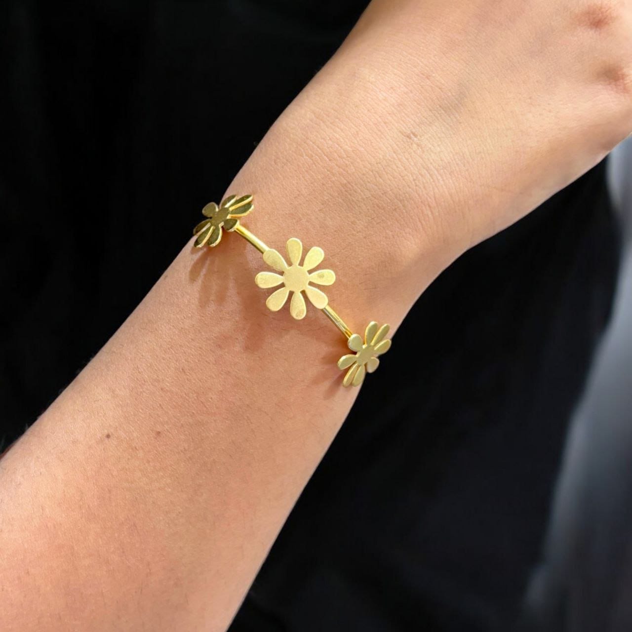 Handmade Flower Design Bracelet | Affordable Gold-Plated Cuff Bangles