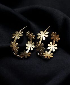 Alternative view of Gold-Plated Designer Flower Earrings | Unique Bali Style Contemporary Earring