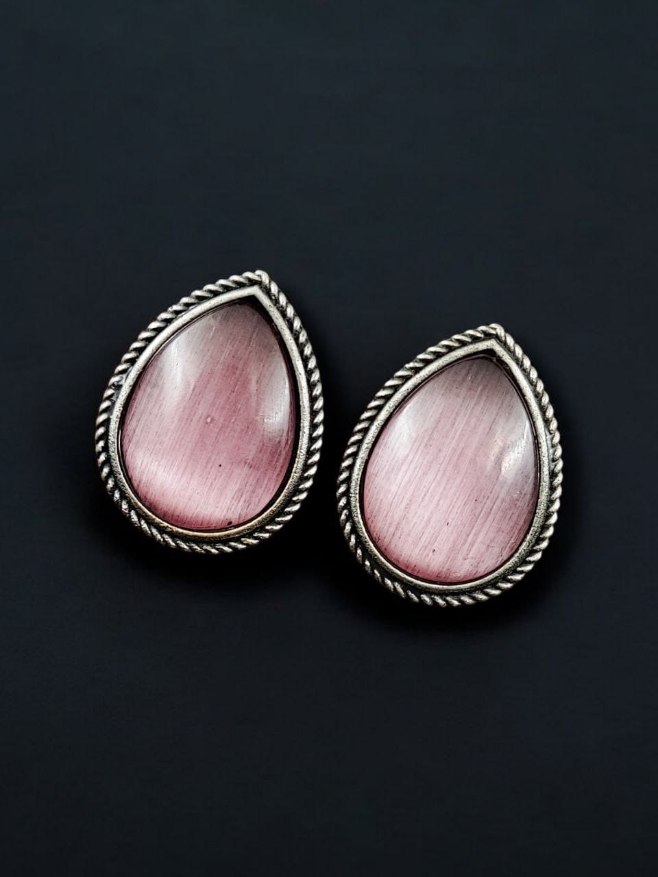 Best Drop-Shaped Monalisa Stone Stud Earrings in Silver Replica Design - Image 5