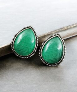 Alternative view of Best Drop-Shaped Monalisa Stone Stud Earrings in Silver Replica Design