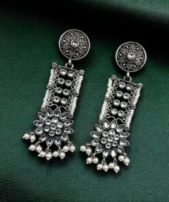 Alternative view of Elegant Brass Stud Earrings with Stunning Stone Detailing for All Occasions