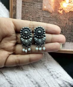 Alternative view of Antique Silver Replica Brass Stud Earrings for the Best Look