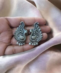 Alternative view of Admire Your Style with Perfect Brass Peacock Stud Earrings