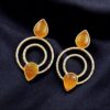 Beautiful Gold-Plated Monalisa Stone Earrings - Perfect Studs for You