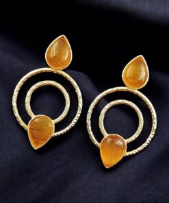 Beautiful Gold-Plated Monalisa Stone Earrings - Perfect Studs for You
