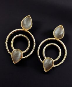 Alternative view of Beautiful Gold-Plated Monalisa Stone Earrings - Perfect Studs for You
