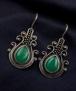 Alternative view of Iconic Look Silver Replica Monalisa Stone Hook Earrings- Best For Girls