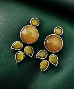 Alternative view of "Monalisa Stone Stud Earrings in Brass ? Perfect for Everyday Style
