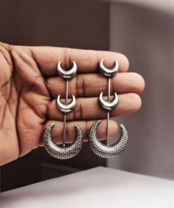 Alternative view of Elegant Chandbali Stud Earrings in Brass ? A Perfect Statement Piece