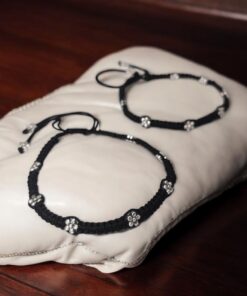 Alternative view of Handcrafted Flower Charm Anklet ? Adjustable Thread Payal in German Silver