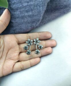 Alternative view of Elegant Flower Stone Stud Earrings for the Perfect Look