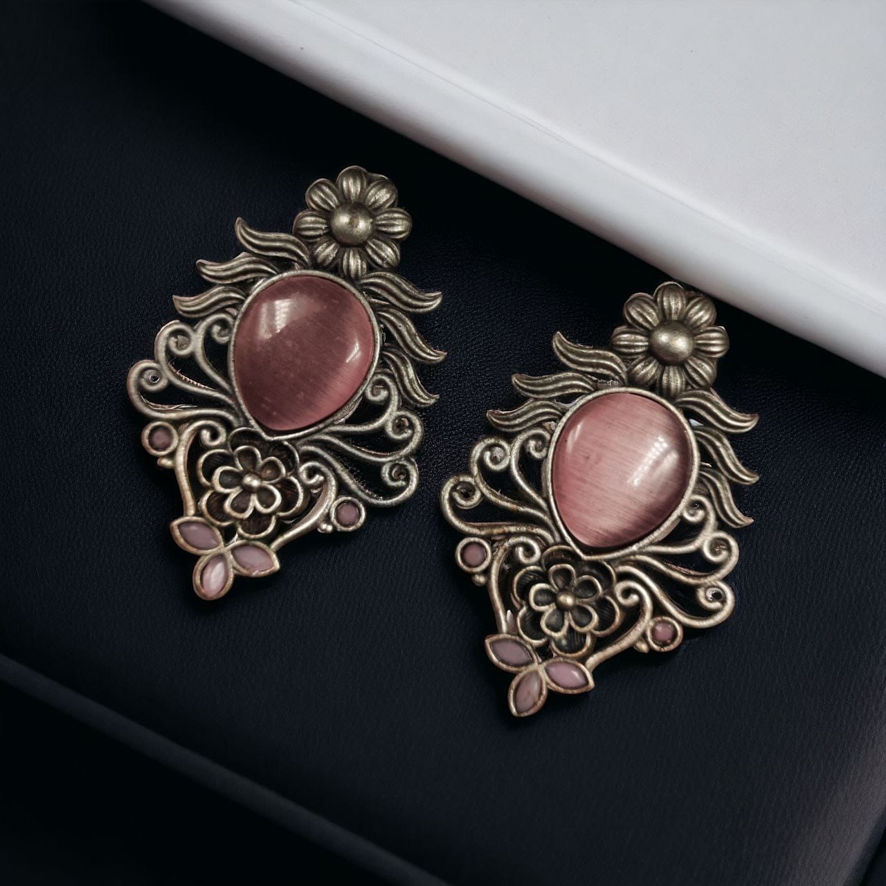 Beautiful Brass Monalisa Stone Stud Earrings ? Perfect for Every Occasion - Image 5