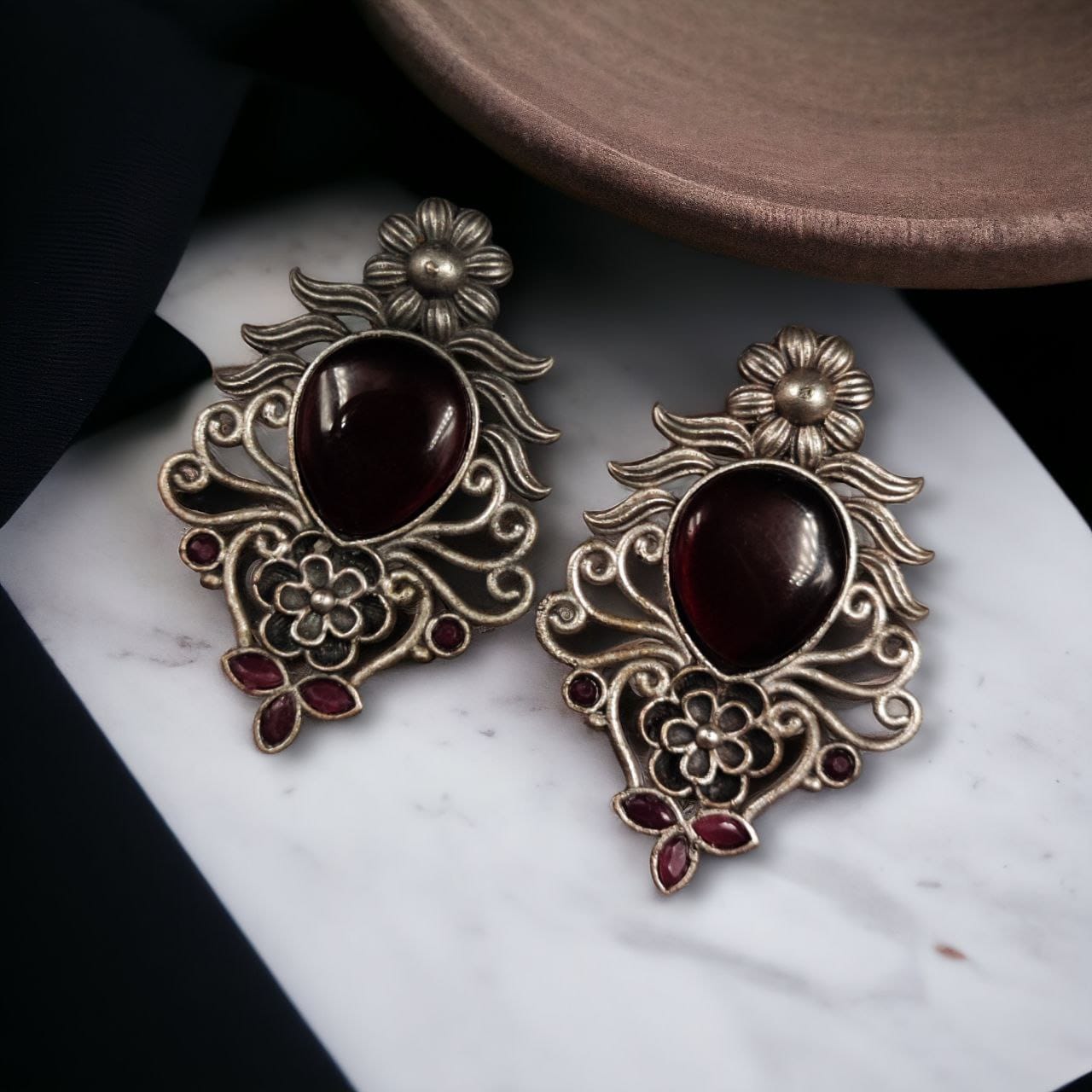 Beautiful Brass Monalisa Stone Stud Earrings ? Perfect for Every Occasion - Image 10