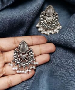 Alternative view of Elegant Brass Monalisa Stone Earrings ? A Perfect Ethnic Look