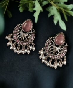 Elegant Brass Monalisa Stone Earrings ? A Perfect Ethnic Look