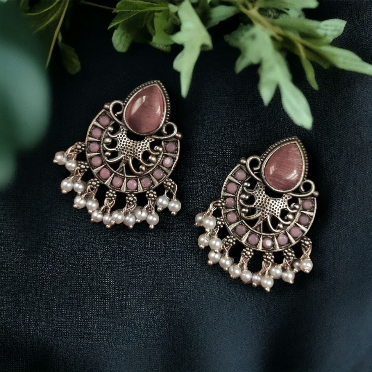 Elegant Brass Monalisa Stone Earrings ? A Perfect Ethnic Look