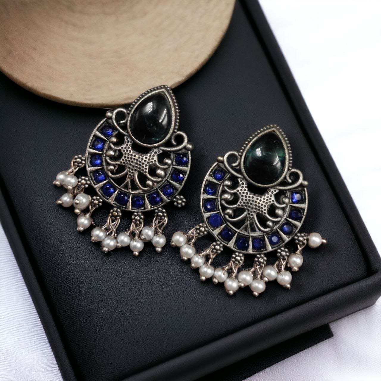 Elegant Brass Monalisa Stone Earrings ? A Perfect Ethnic Look - Image 6