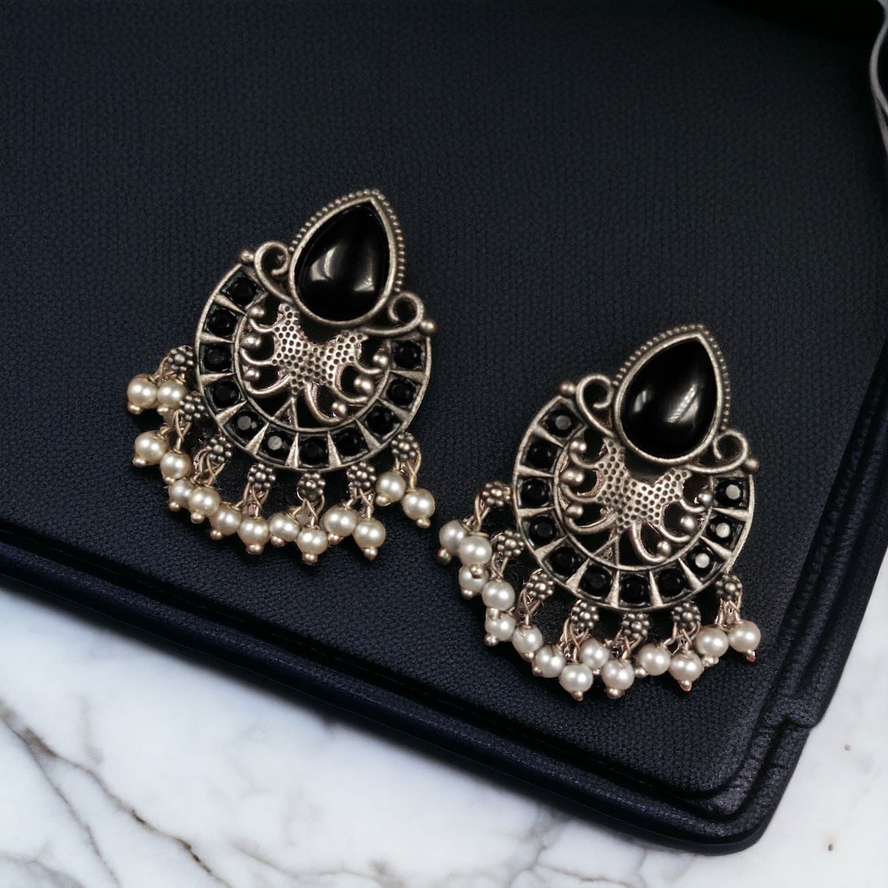 Elegant Brass Monalisa Stone Earrings ? A Perfect Ethnic Look - Image 9