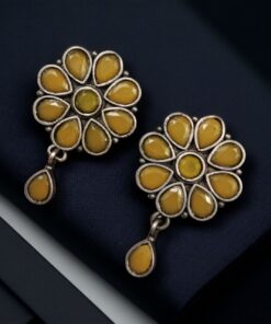 Alternative view of Best Daily Wear Earrings - Designer Round Shape Oxidised Stone Work Stud Earrings For Girls