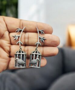 Alternative view of Handcrafted Silver Replica Bird Cage Jhumkas ? Best Ethnic Jewelry for Every Occasion