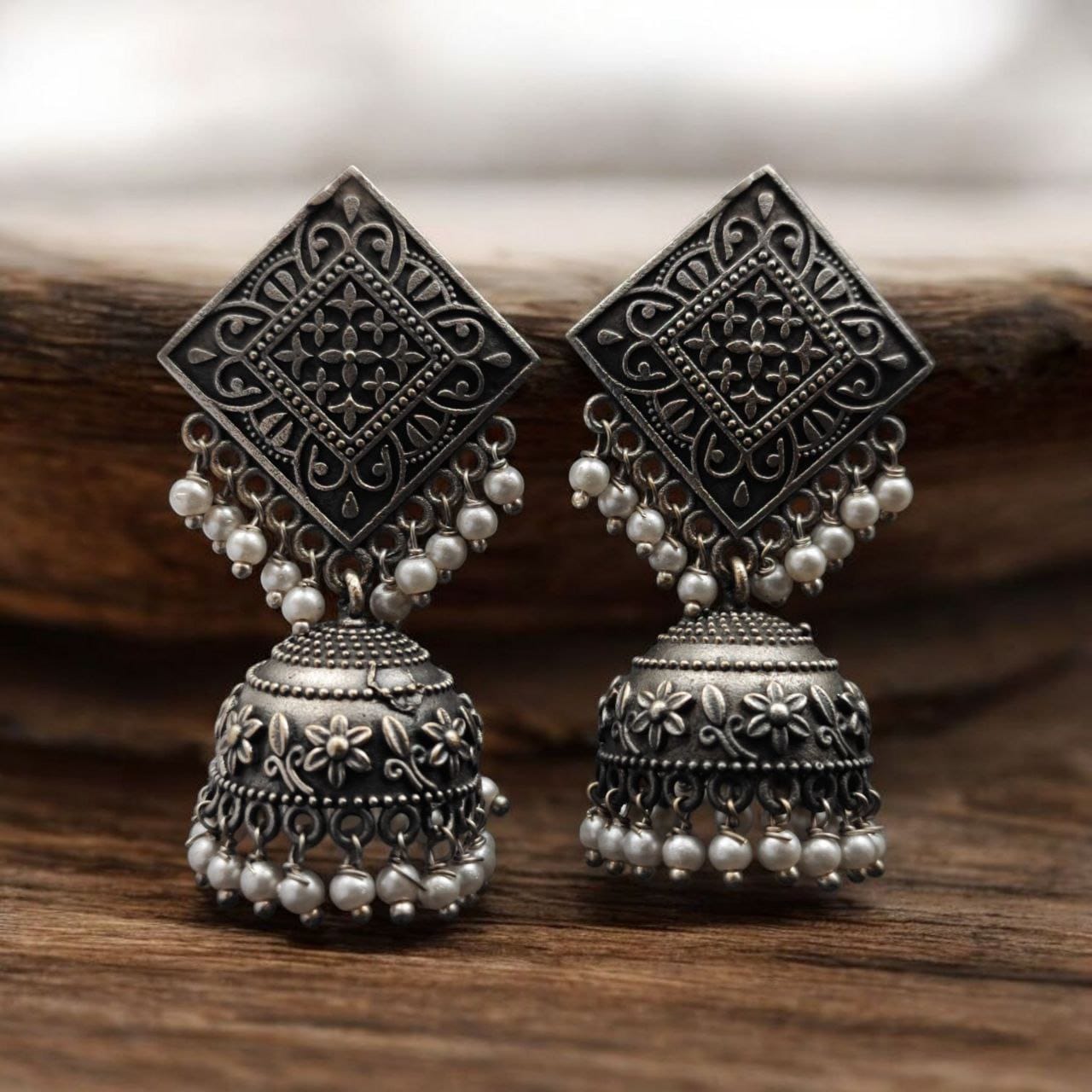 Oxidised Silver Earring? Replica Square Jhumka for Best Ethnic Look