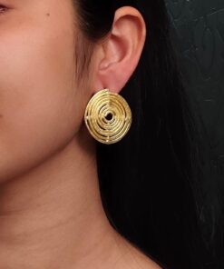 Alternative view of Western Style Golden Spiral Earring | Unique contemporary Stud Jewelary