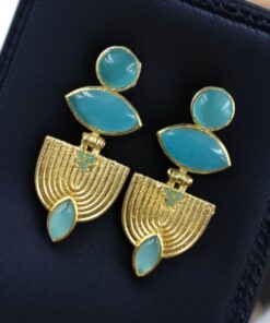 Luxury Gold Plated Stone Earrings | Unique Dangler Western Style Jewellery