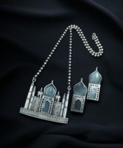 Alternative view of Handcrafted Taj Mahal Necklace Set | Best Oxidised Indian jewellery in Modern Art