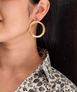 Gold Plated Geometric Stud Earrings | Unique Western Style Partywear Jewellery