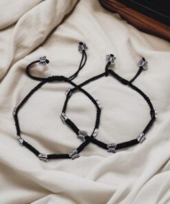 Bohemian Beautiful Butterfly Anklet in German Silver with Adjustable Thread Closure