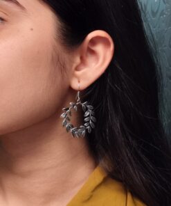 Traditional Best German Silver Leaf Hook Earrings ? Dangler Style Daily Wear Jewelry