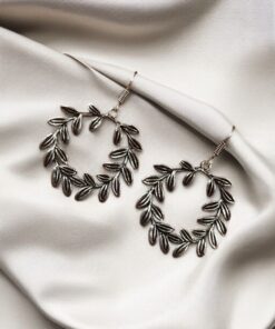 Alternative view of Traditional Best German Silver Leaf Hook Earrings ? Dangler Style Daily Wear Jewelry