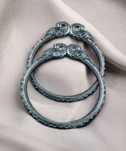 Alternative view of Silver Look Peacock Design Bangles ? Ethnic Oxidized Best Designer Kada for Girls
