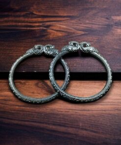 Silver Look Peacock Design Bangles ? Ethnic Oxidized Best Designer Kada for Girls