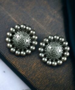 Alternative view of Elegant Silver Plated Best Flower Stud Earrings ? Ethnic Look for Daily Wear