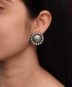 Elegant Silver Plated Best Flower Stud Earrings ? Ethnic Look for Daily Wear