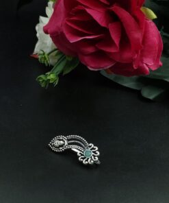 Alternative view of Lord Durga Oxidised Navratri Special Marathi Nath Press Nosepin