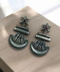 Alternative view of Best Traditional Moon Dangler Earrings | Oxidised Stone Lightweight Jewelry