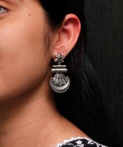 Best Traditional Moon Dangler Earrings | Oxidised Stone Lightweight Jewelry
