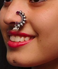 Oxidised Marathi Nath - Affordable Silver Plated Press Nosepin