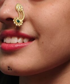 Marathi Style Navratri Special Golden Durga Nosepin For Girls