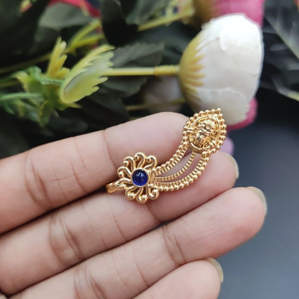 Marathi Style Navratri Special Golden Durga Nosepin For Girls - Image 5