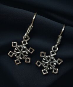 Alternative view of German Silver Snowflake Dangler Earrings ? Hook Style Best Daily Wear Jewelry