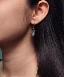 Ethnic Owl Hook Earrings ? Silver Plated Best Dangler Jewelry for Daily Wear