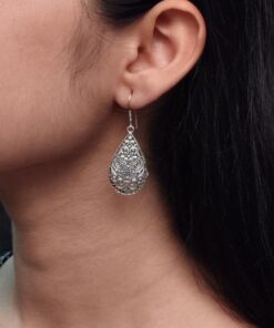 Handcrafted Floral Art Hook Earrings in German Silver ? Best Casual Wear Jewelry