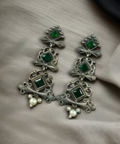 Alternative view of Floral Design 3 Layer Earrings with Pearls & Stones ? Stylish Dangler Best Jewelry for Women