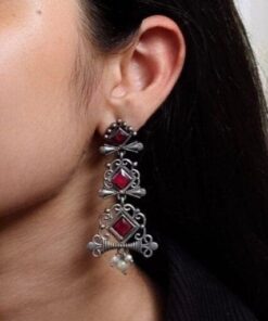 Floral Design 3 Layer Earrings with Pearls & Stones ? Stylish Dangler Best Jewelry for Women